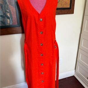 Vibrant Orange Button-Down Dress